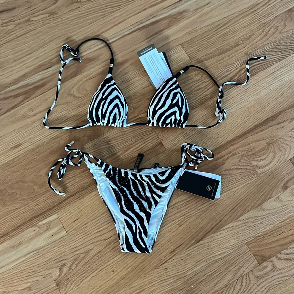Vix Paula Hermanny sexy zebra print beaded bikini set